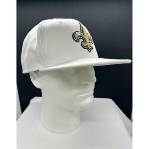 New Era New Orleans Saints NFL Fitted Hat 7 5/8 White Gold Fleur-de-lis Cap